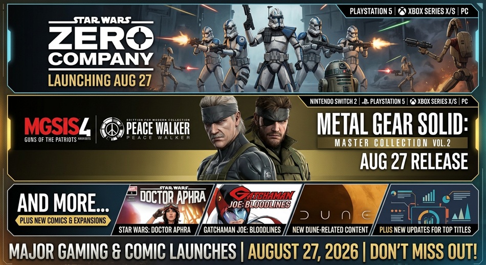 Star Wars Zero Company, MGS Vol. 2, and More Launch Aug 27