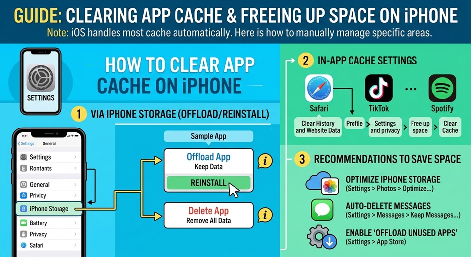how to clear app cache on iphone